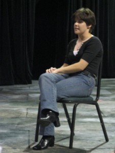 Guest Artist and Alumnus, Erin Brownfield, speaking in Departmental Meeting on October 22, 2010