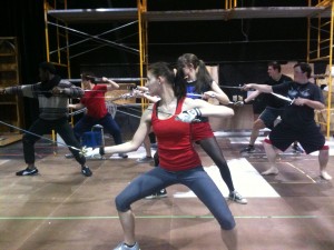 Students in the Stage Combat class, spring of 2014